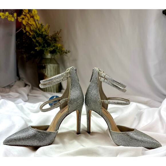 Gianni Bini Anyssah Strappy Jeweled Pumps Silver 6 - Picture 2 of 15